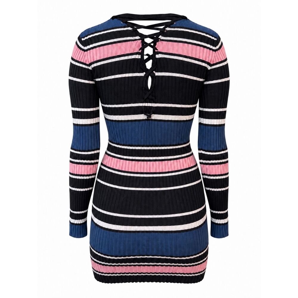 Striped Ribbed Mini Dress - Picture 2 of 3